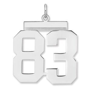 Sterling Silver, Athletic Collection, XL Polished Number 83 Pendant